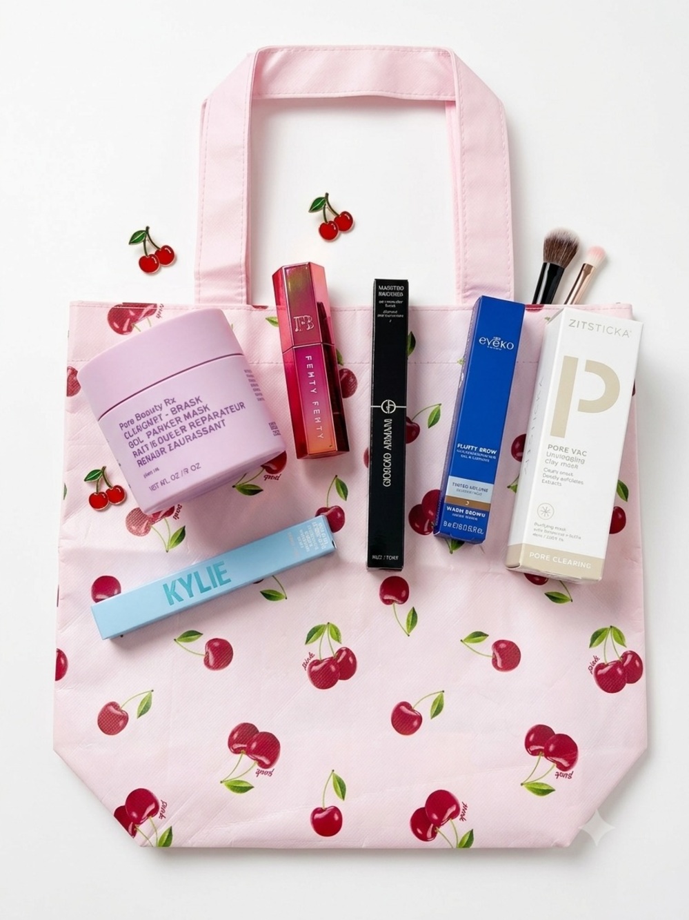 NEW! Beauty Bundle in Pink Cherry Print Tote Bag